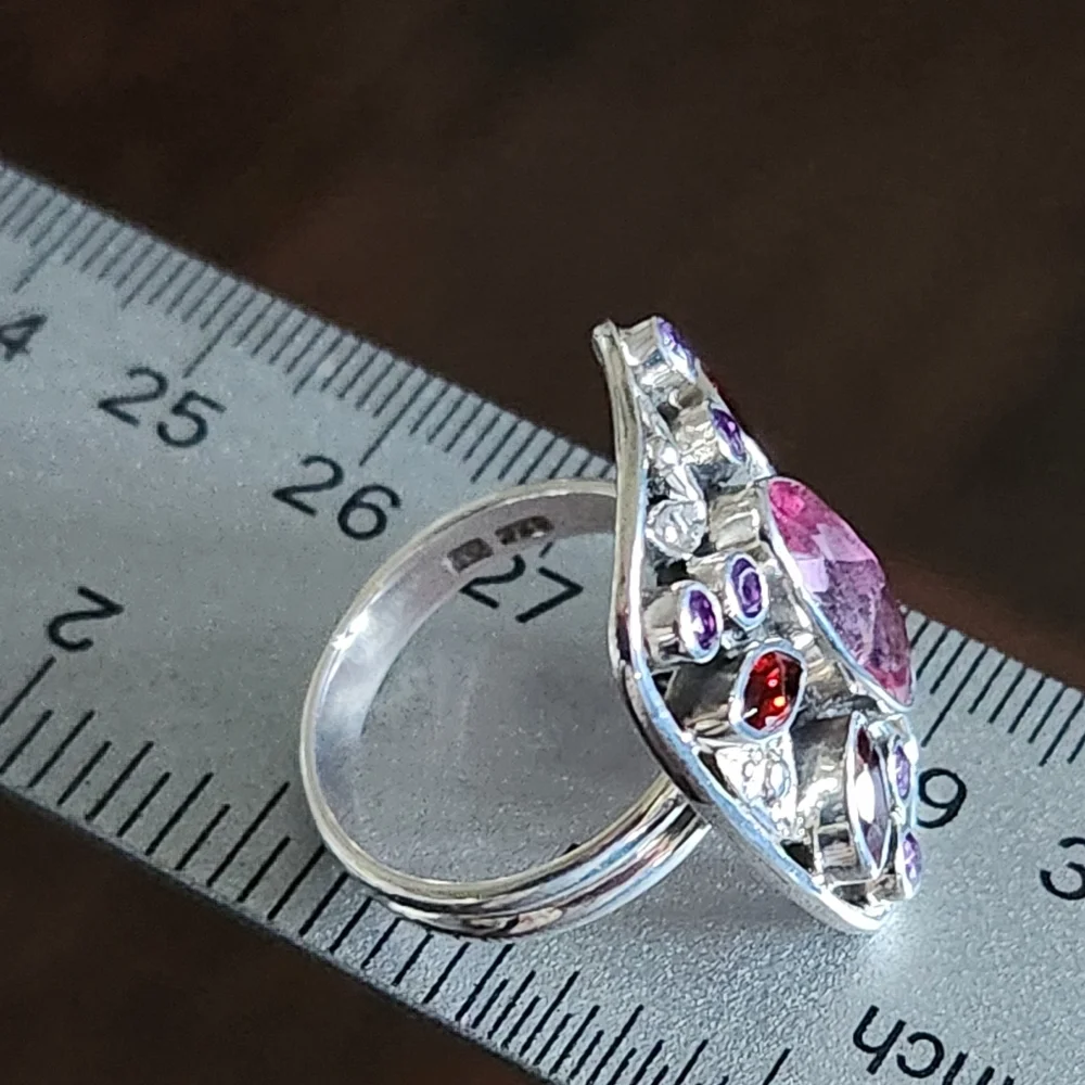 Nicky Butler 925 Sterling Silver Pink Quartz Garnet Designer Gemstone Ring NWT